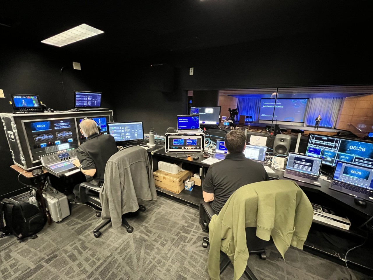 Production crew in the control room